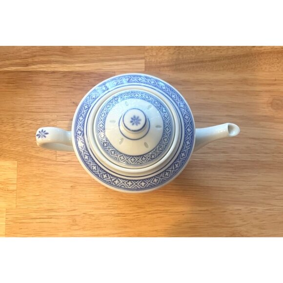 Tienshan Rice Grain Teapot With Blue Pattern - Picture 3 of 9